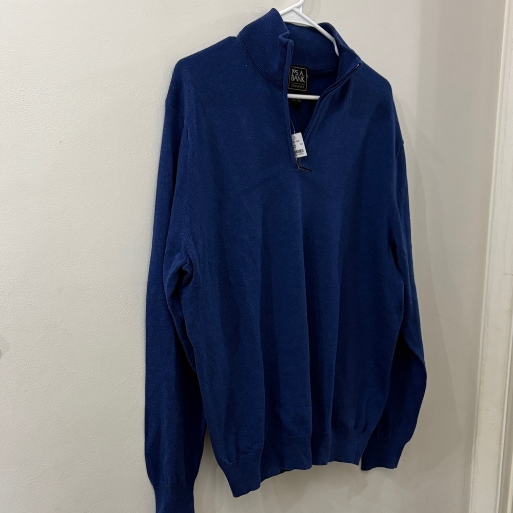 Jos. A. Bank Men's Blue Sweater - XL - NWT - quarter zip - Prima cotton